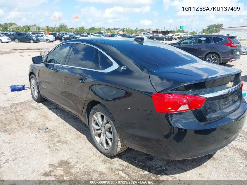 2019 Chevrolet Impala Lt VIN: 1G11Z5SA7KU137499 Lot: 39905638