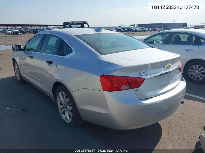 2019 Chevrolet Impala Lt VIN: 1G11Z5S32KU127478 Lot: 39970097