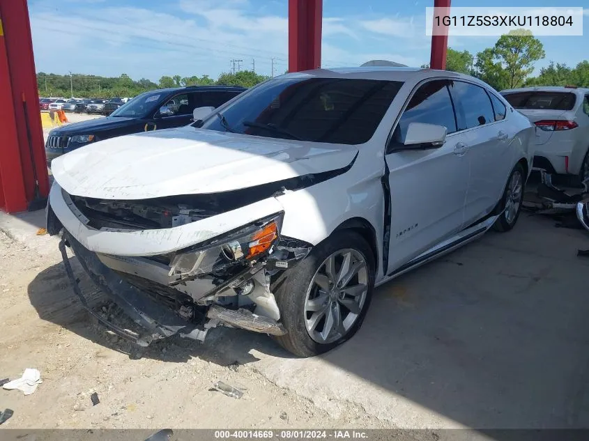 2019 Chevrolet Impala Lt VIN: 1G11Z5S3XKU118804 Lot: 40014669