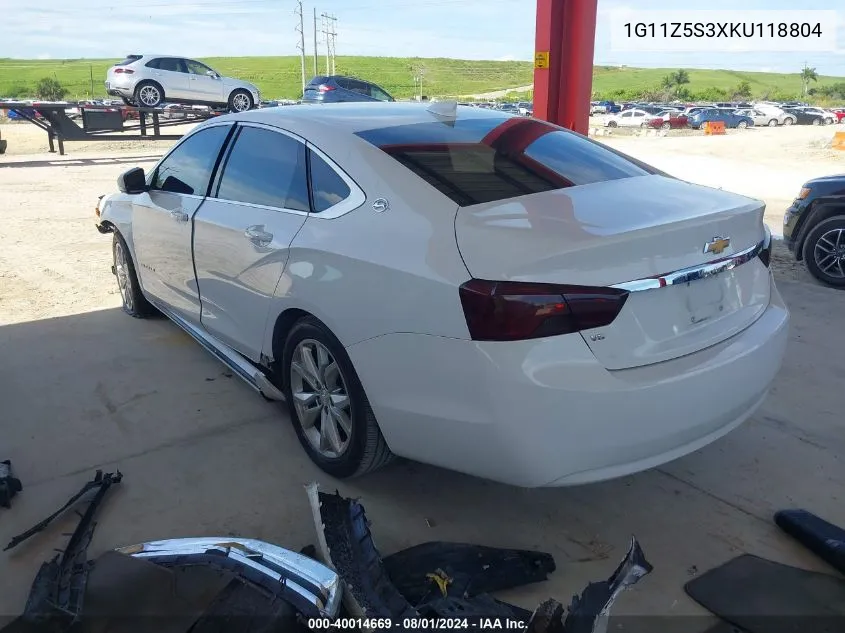 1G11Z5S3XKU118804 2019 Chevrolet Impala Lt