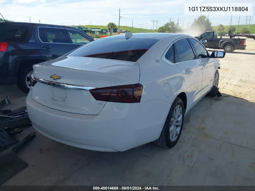 1G11Z5S3XKU118804 2019 Chevrolet Impala Lt