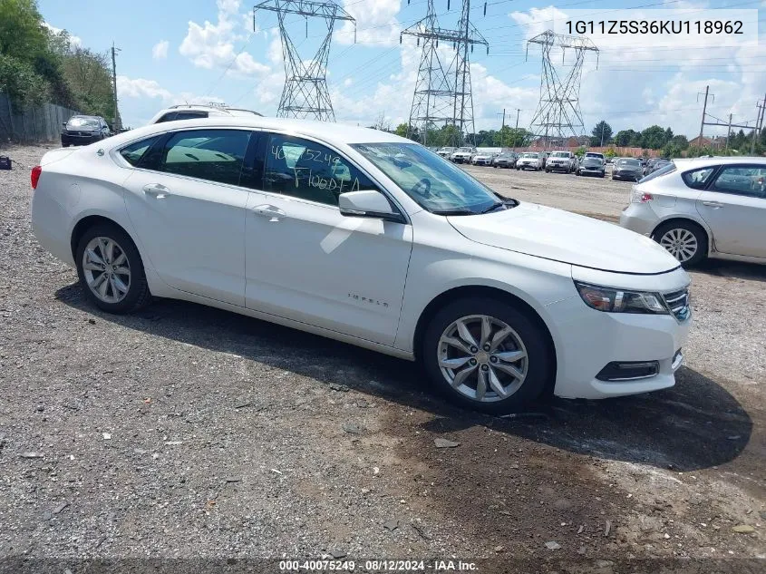 2019 Chevrolet Impala Lt VIN: 1G11Z5S36KU118962 Lot: 40075249