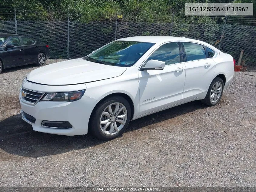 2019 Chevrolet Impala Lt VIN: 1G11Z5S36KU118962 Lot: 40075249