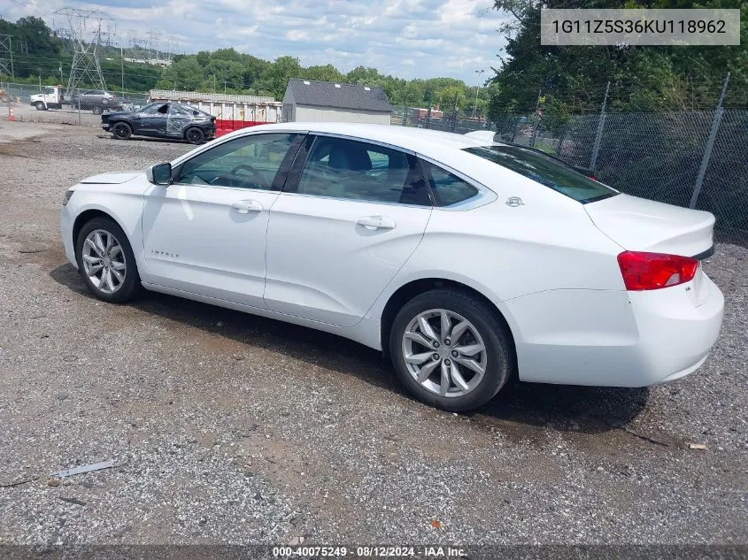 1G11Z5S36KU118962 2019 Chevrolet Impala Lt