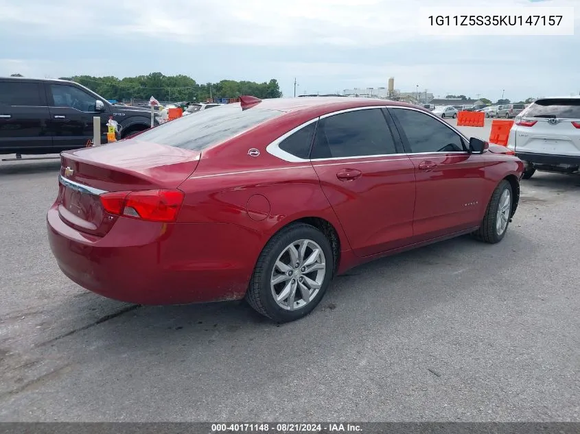 2019 Chevrolet Impala Lt VIN: 1G11Z5S35KU147157 Lot: 40171148