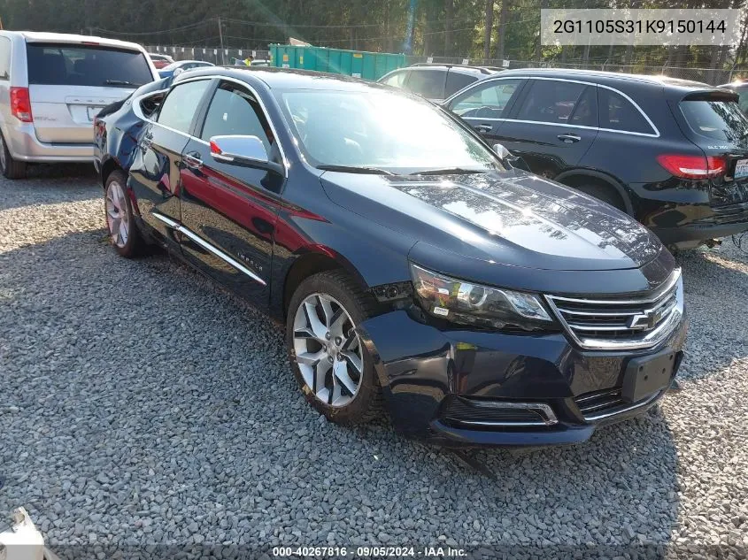 2019 Chevrolet Impala Premier VIN: 2G1105S31K9150144 Lot: 40267816