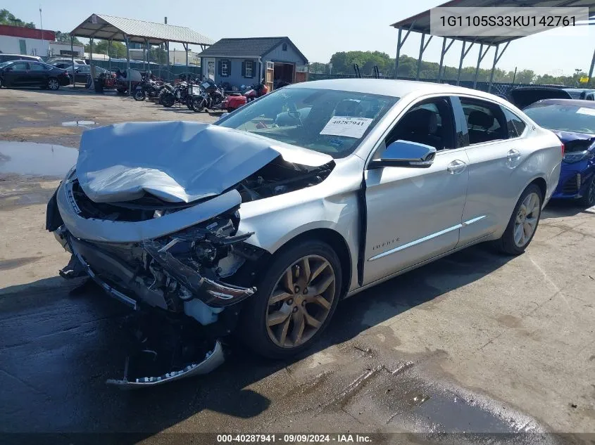 2019 Chevrolet Impala Premier VIN: 1G1105S33KU142761 Lot: 40287941