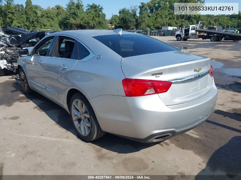 2019 Chevrolet Impala Premier VIN: 1G1105S33KU142761 Lot: 40287941