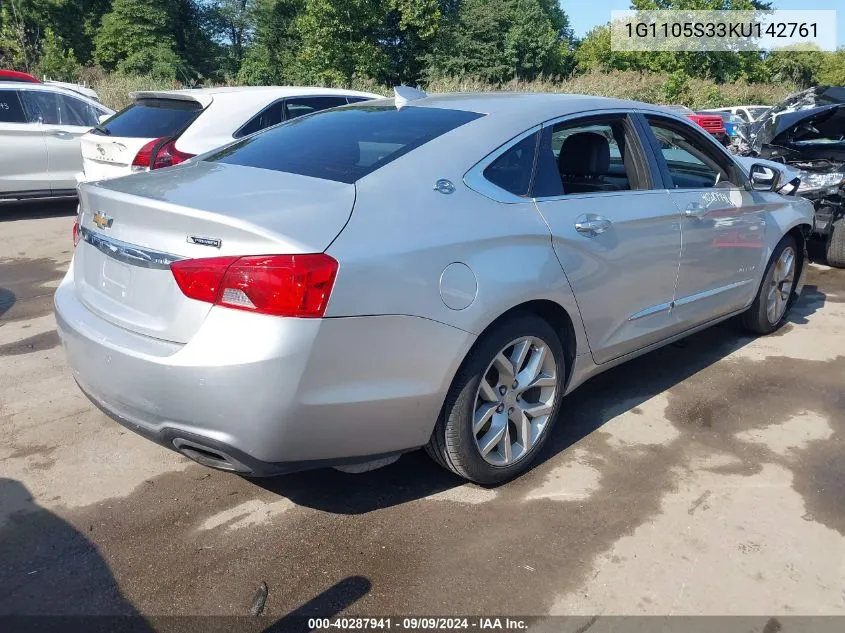 2019 Chevrolet Impala Premier VIN: 1G1105S33KU142761 Lot: 40287941