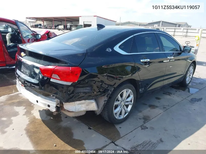 2019 Chevrolet Impala Lt VIN: 1G11Z5S34KU119057 Lot: 40332454