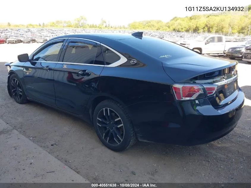 1G11Z5SA2KU134932 2019 Chevrolet Impala Lt