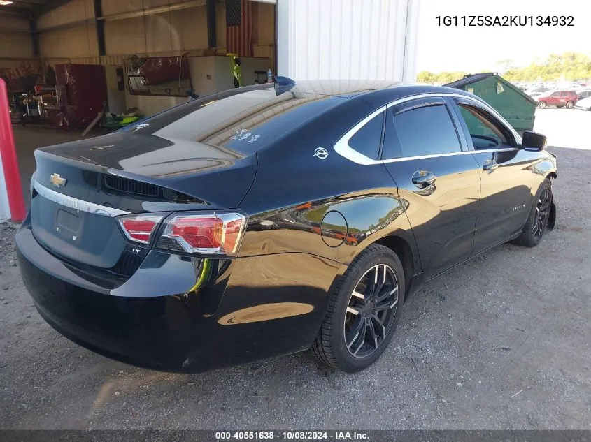 2019 Chevrolet Impala Lt VIN: 1G11Z5SA2KU134932 Lot: 40551638