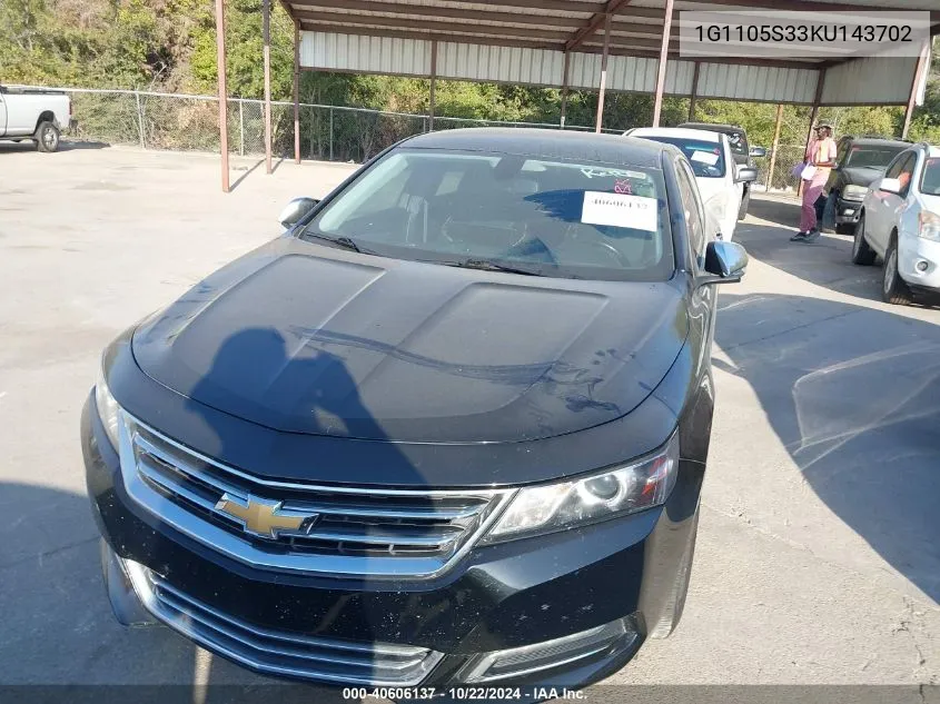 2019 Chevrolet Impala Premier VIN: 1G1105S33KU143702 Lot: 40606137