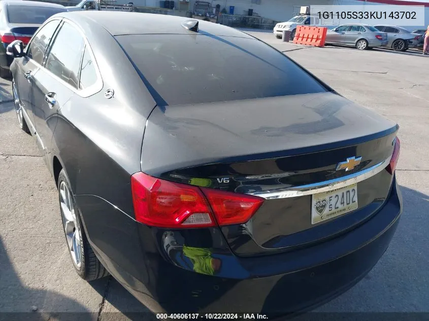 2019 Chevrolet Impala Premier VIN: 1G1105S33KU143702 Lot: 40606137