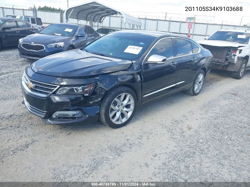 2019 Chevrolet Impala Premier VIN: 2G1105S34K9103688 Lot: 40755789