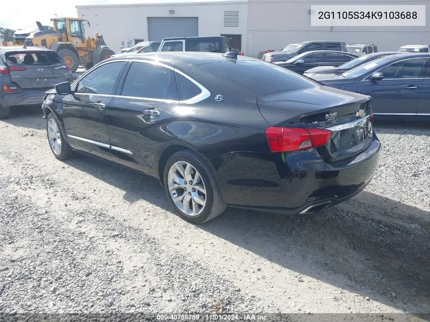 2019 Chevrolet Impala Premier VIN: 2G1105S34K9103688 Lot: 40755789