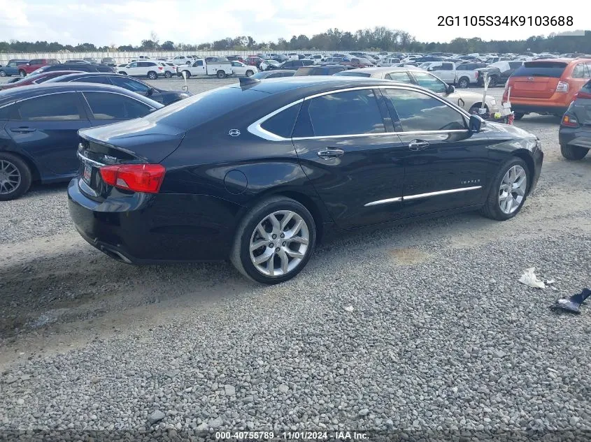 2019 Chevrolet Impala Premier VIN: 2G1105S34K9103688 Lot: 40755789