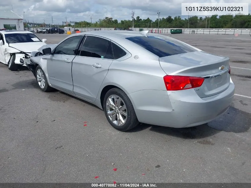 2019 Chevrolet Impala Lt VIN: 1G11Z5S39KU102321 Lot: 40770082