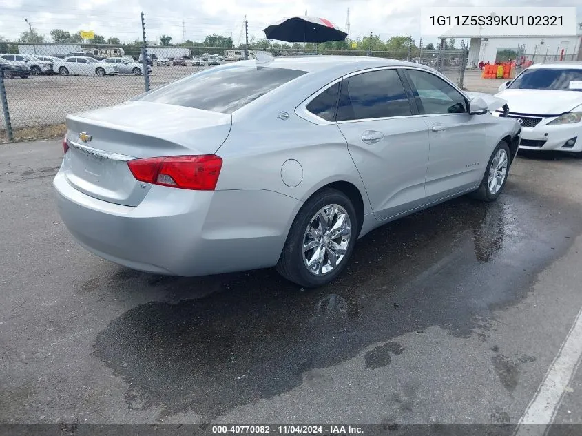 2019 Chevrolet Impala Lt VIN: 1G11Z5S39KU102321 Lot: 40770082