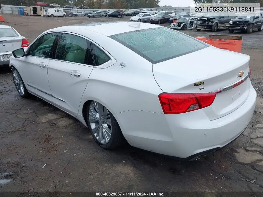 2019 Chevrolet Impala Premier VIN: 2G1105S36K9118841 Lot: 40829657