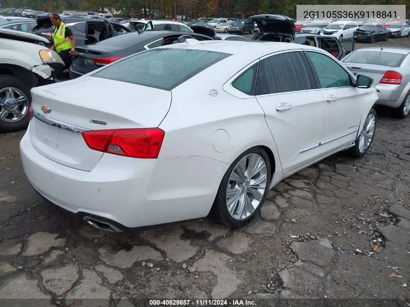 2019 Chevrolet Impala Premier VIN: 2G1105S36K9118841 Lot: 40829657