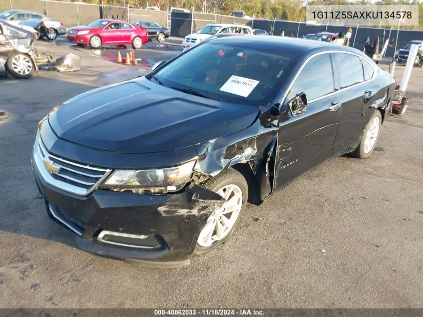 2019 Chevrolet Impala Lt VIN: 1G11Z5SAXKU134578 Lot: 40862033