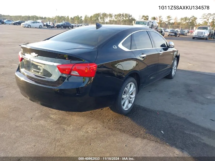 2019 Chevrolet Impala Lt VIN: 1G11Z5SAXKU134578 Lot: 40862033