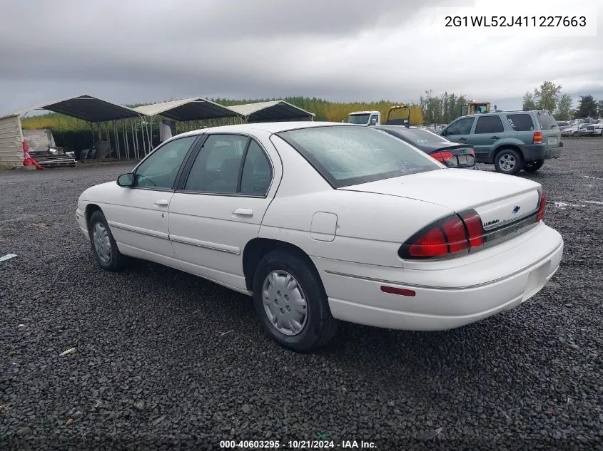 2001 Chevrolet Lumina VIN: 2G1WL52J411227663 Lot: 40603295