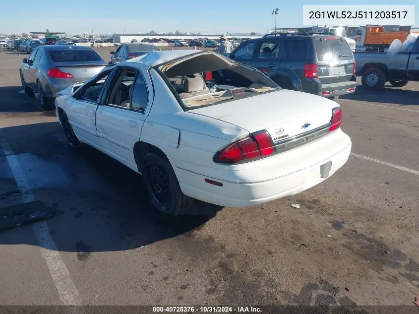 2001 Chevrolet Lumina VIN: 2G1WL52J511203517 Lot: 40725376