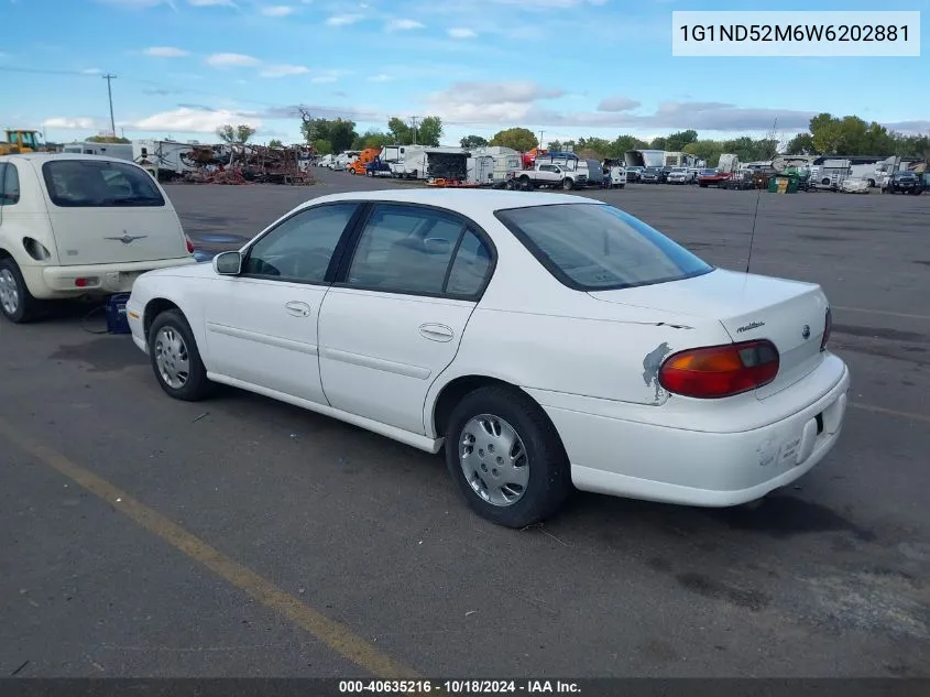 1998 Chevrolet Malibu VIN: 1G1ND52M6W6202881 Lot: 40635216