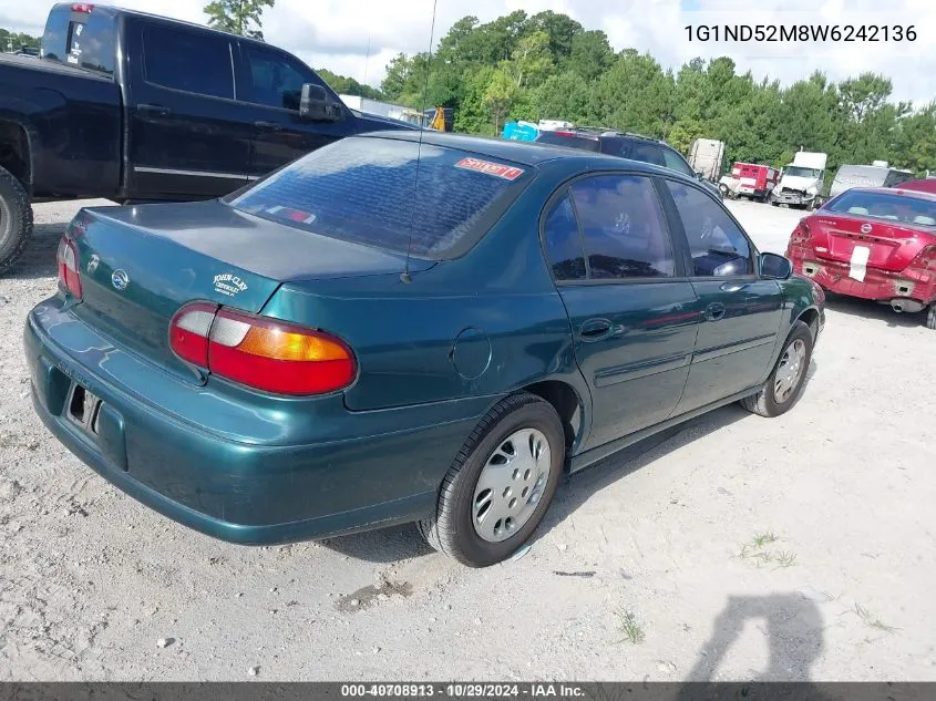 1998 Chevrolet Malibu VIN: 1G1ND52M8W6242136 Lot: 40708913