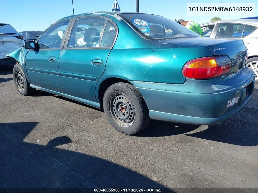 1998 Chevrolet Malibu VIN: 1G1ND52M0W6148932 Lot: 40855950