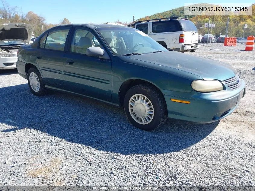 2000 Chevrolet Malibu VIN: 1G1ND52J9Y6315345 Lot: 40636997