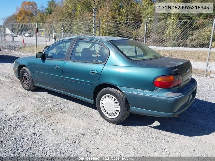 2000 Chevrolet Malibu VIN: 1G1ND52J9Y6315345 Lot: 40636997