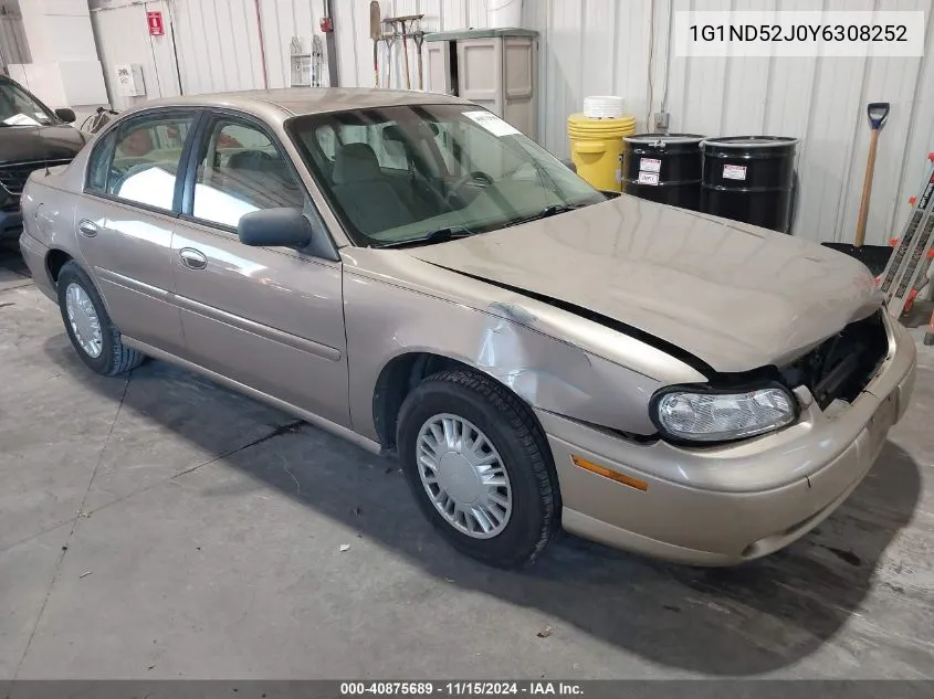 2000 Chevrolet Malibu VIN: 1G1ND52J0Y6308252 Lot: 40875689