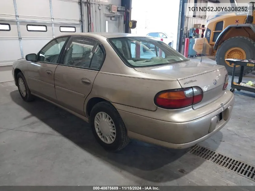 2000 Chevrolet Malibu VIN: 1G1ND52J0Y6308252 Lot: 40875689