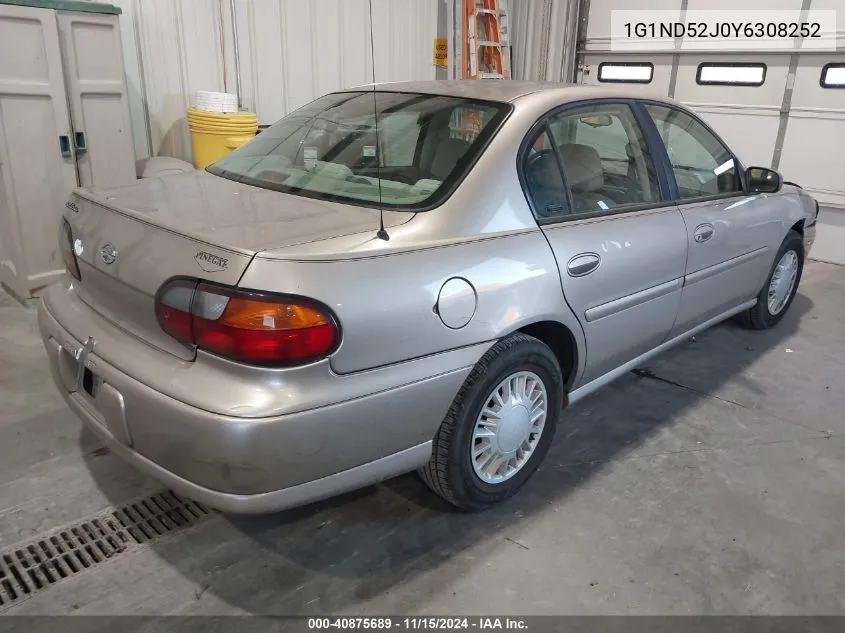 2000 Chevrolet Malibu VIN: 1G1ND52J0Y6308252 Lot: 40875689