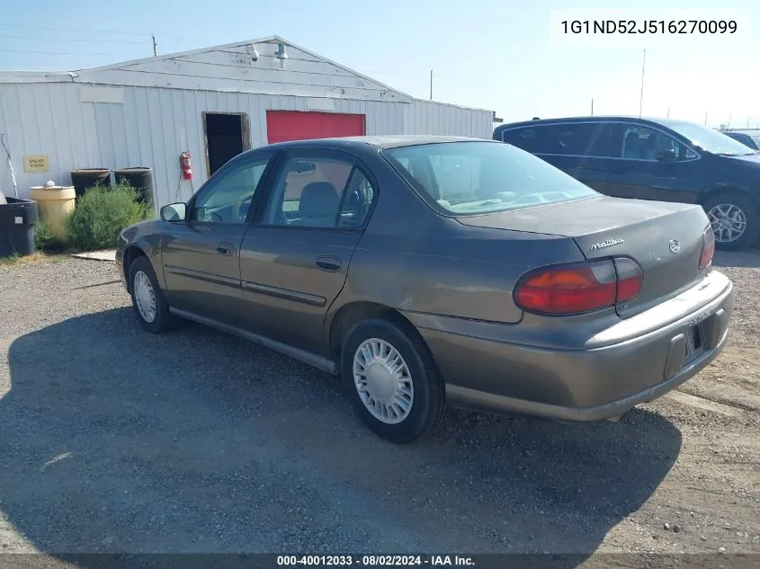 2001 Chevrolet Malibu VIN: 1G1ND52J516270099 Lot: 40012033