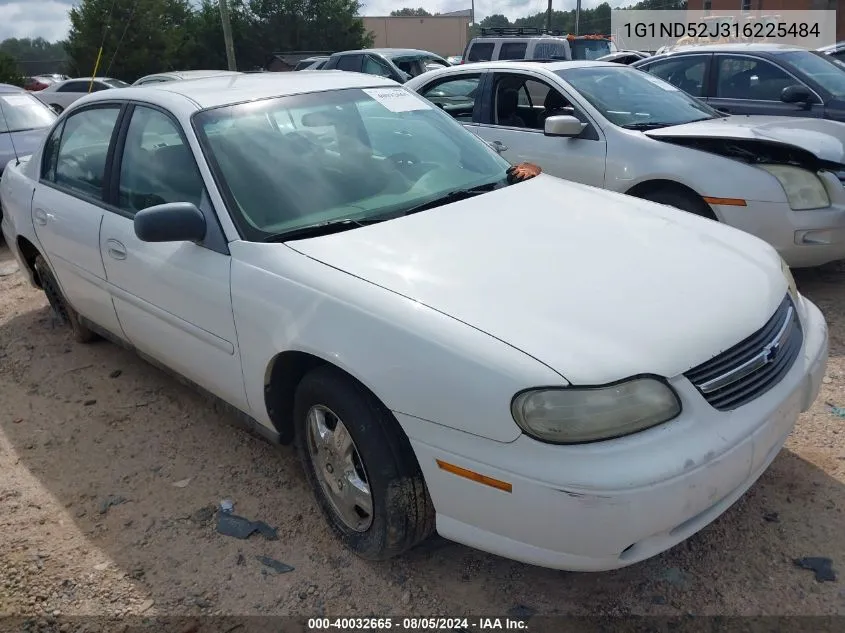 2001 Chevrolet Malibu VIN: 1G1ND52J316225484 Lot: 40032665