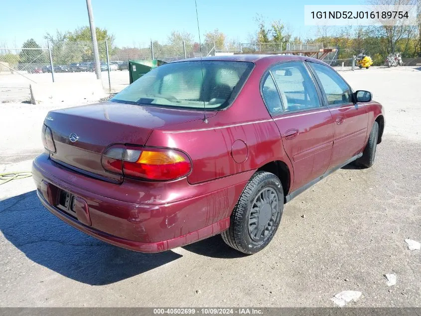 2001 Chevrolet Malibu VIN: 1G1ND52J016189754 Lot: 40502699