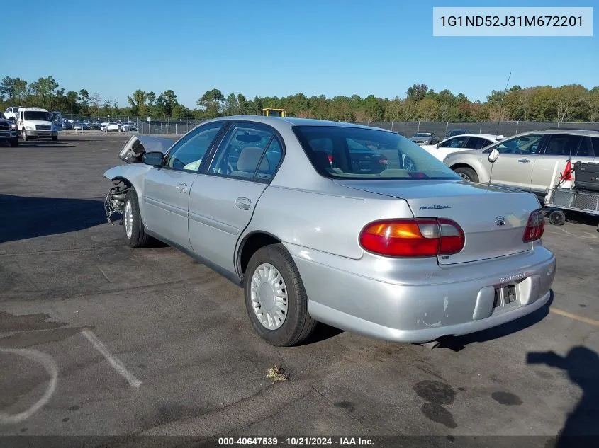 2001 Chevrolet Malibu VIN: 1G1ND52J31M672201 Lot: 40647539