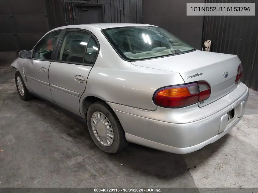 2001 Chevrolet Malibu VIN: 1G1ND52J116153796 Lot: 40729115