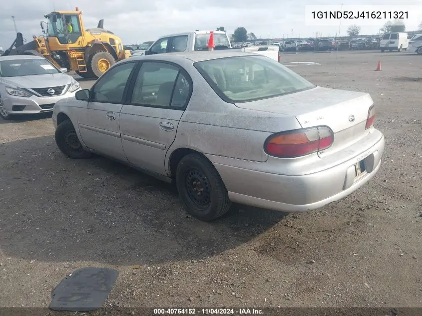 2001 Chevrolet Malibu VIN: 1G1ND52J416211321 Lot: 40764152