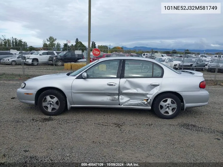 2002 Chevrolet Malibu Ls VIN: 1G1NE52J32M581749 Lot: 40547109