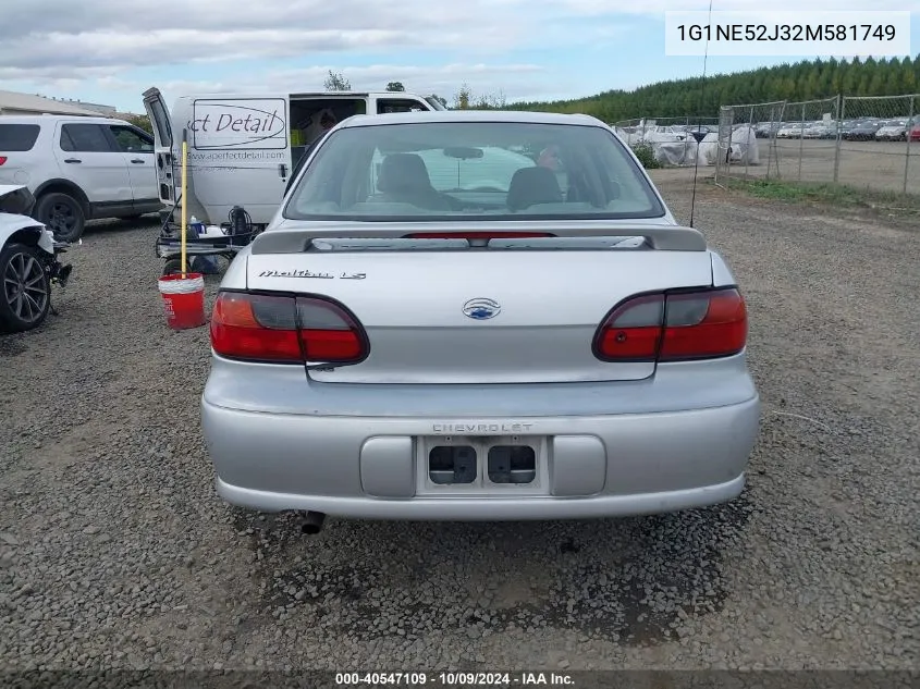 2002 Chevrolet Malibu Ls VIN: 1G1NE52J32M581749 Lot: 40547109