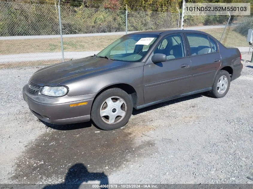 2002 Chevrolet Malibu VIN: 1G1ND52J52M550103 Lot: 40687579