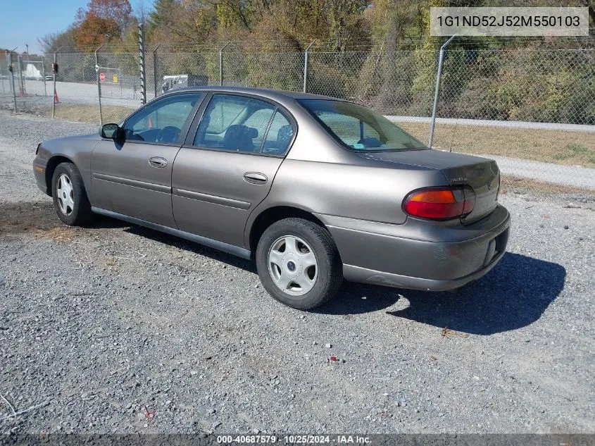 2002 Chevrolet Malibu VIN: 1G1ND52J52M550103 Lot: 40687579