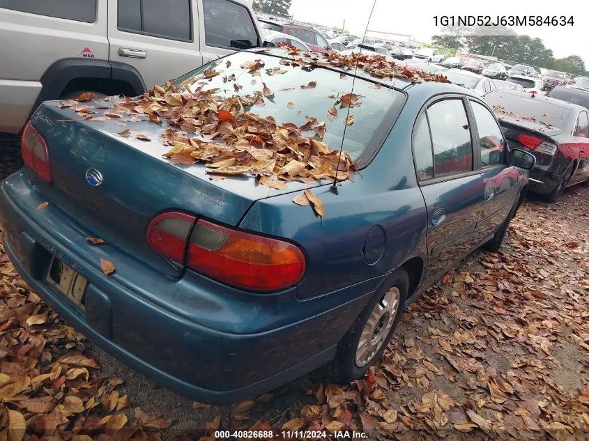 2003 Chevrolet Malibu VIN: 1G1ND52J63M584634 Lot: 40826688