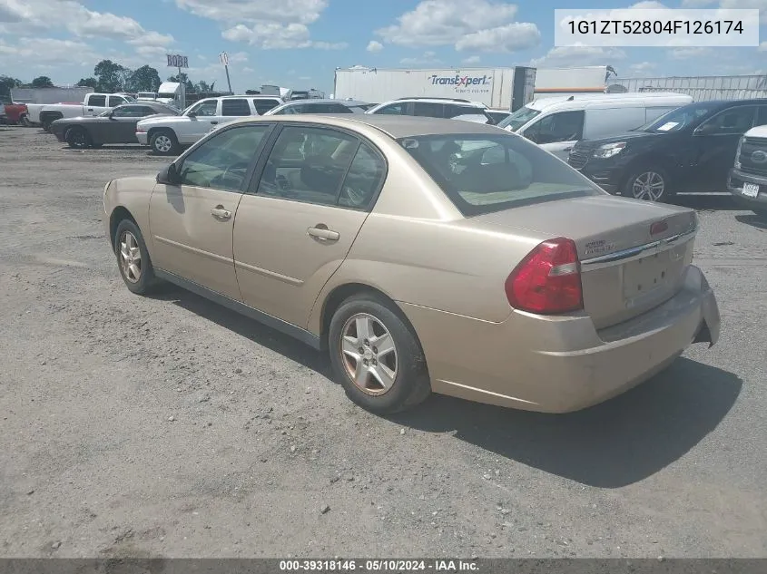 2004 Chevrolet Malibu Ls VIN: 1G1ZT52804F126174 Lot: 39318146