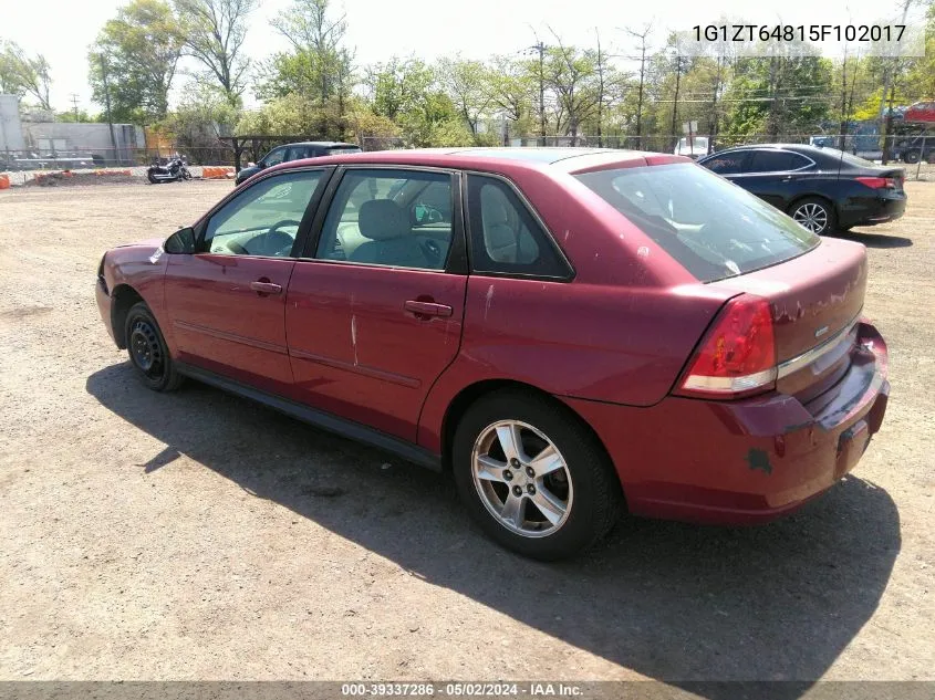 2005 Chevrolet Malibu Maxx Ls VIN: 1G1ZT64815F102017 Lot: 39337286